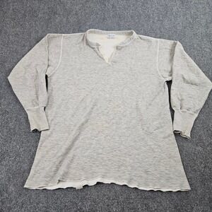 Duofold Henley Thermal Shirt Mens XL Gray Distressed Waffle Knit Vintage Grunge